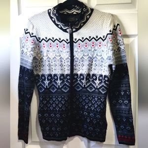 Icelandic Designs multipatern 100% wool zip up cardigan sweater women's …
